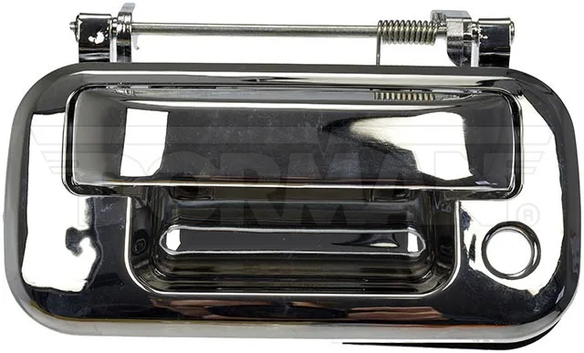 91076M – DORMAN Tailgate Handle, OE Replacement 170 Millimeter Length Chrome Silver Plastic With Keyhole
